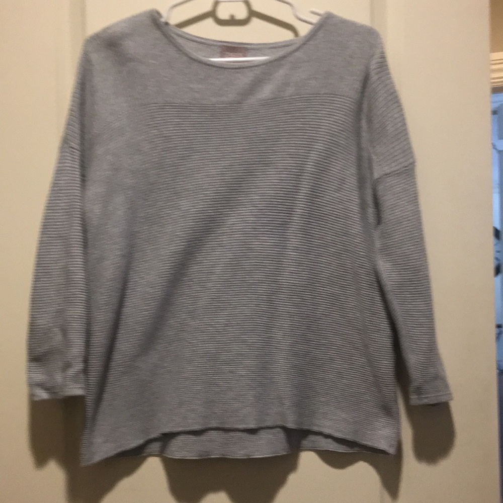 Chico’s womens Ribbed Pullover 3/4 Sleeve top cotton/rayon/nylon size S (0)